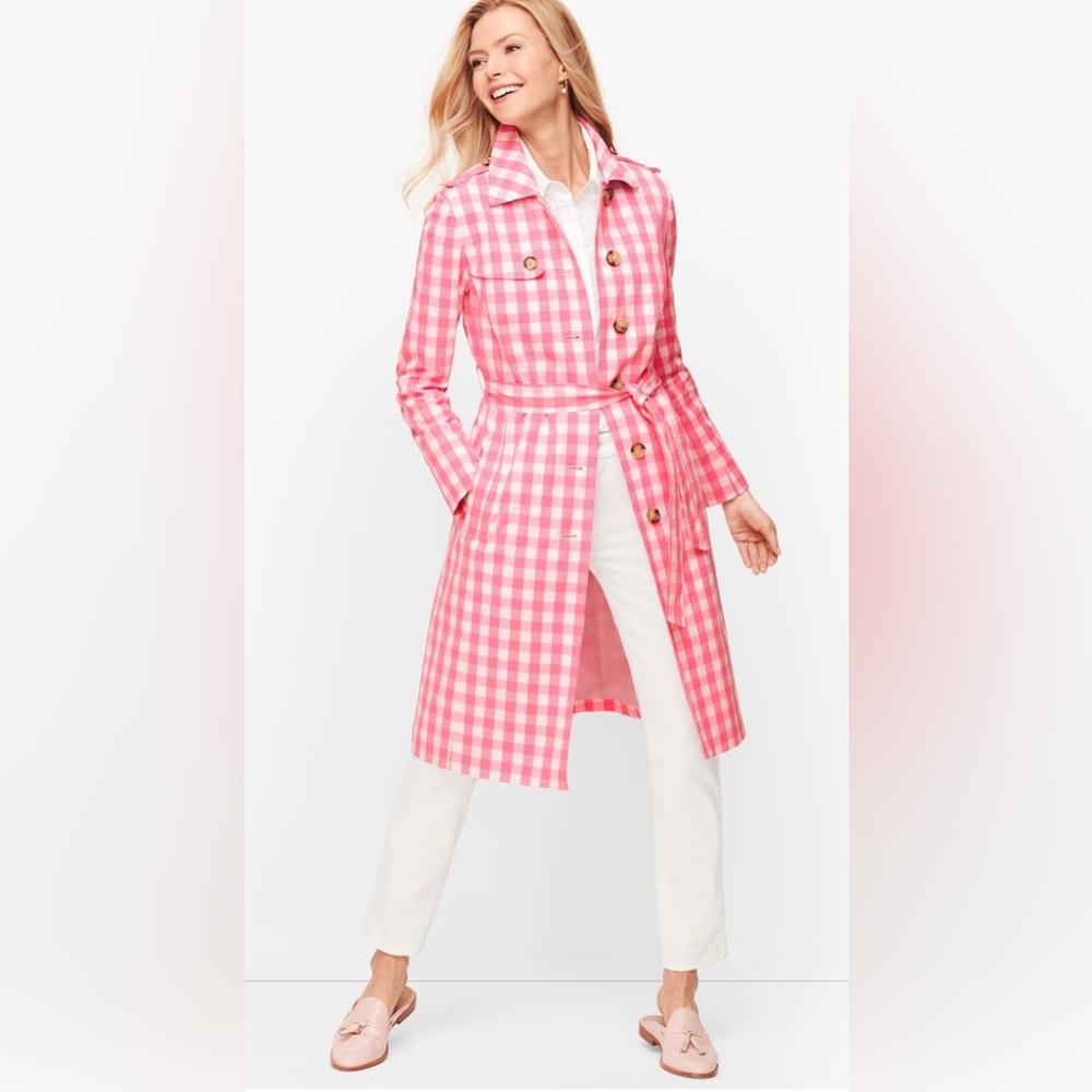 Talbots Pink Gingham Trench Coat
